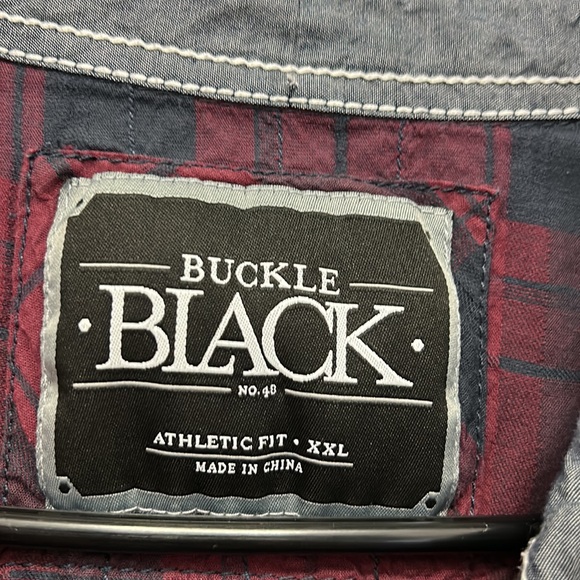 Buckle Black Men’s Athletic Fit Stretch Plaid Button Down Shirt Embroidered XXL - Picture 2 of 13